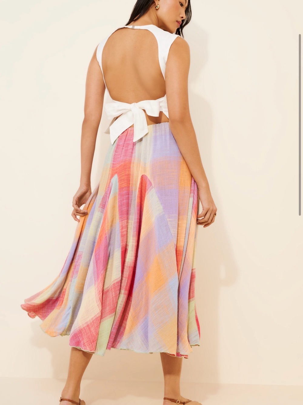Free People Madras That Linen Midi Skirt - Picture 2 of 6